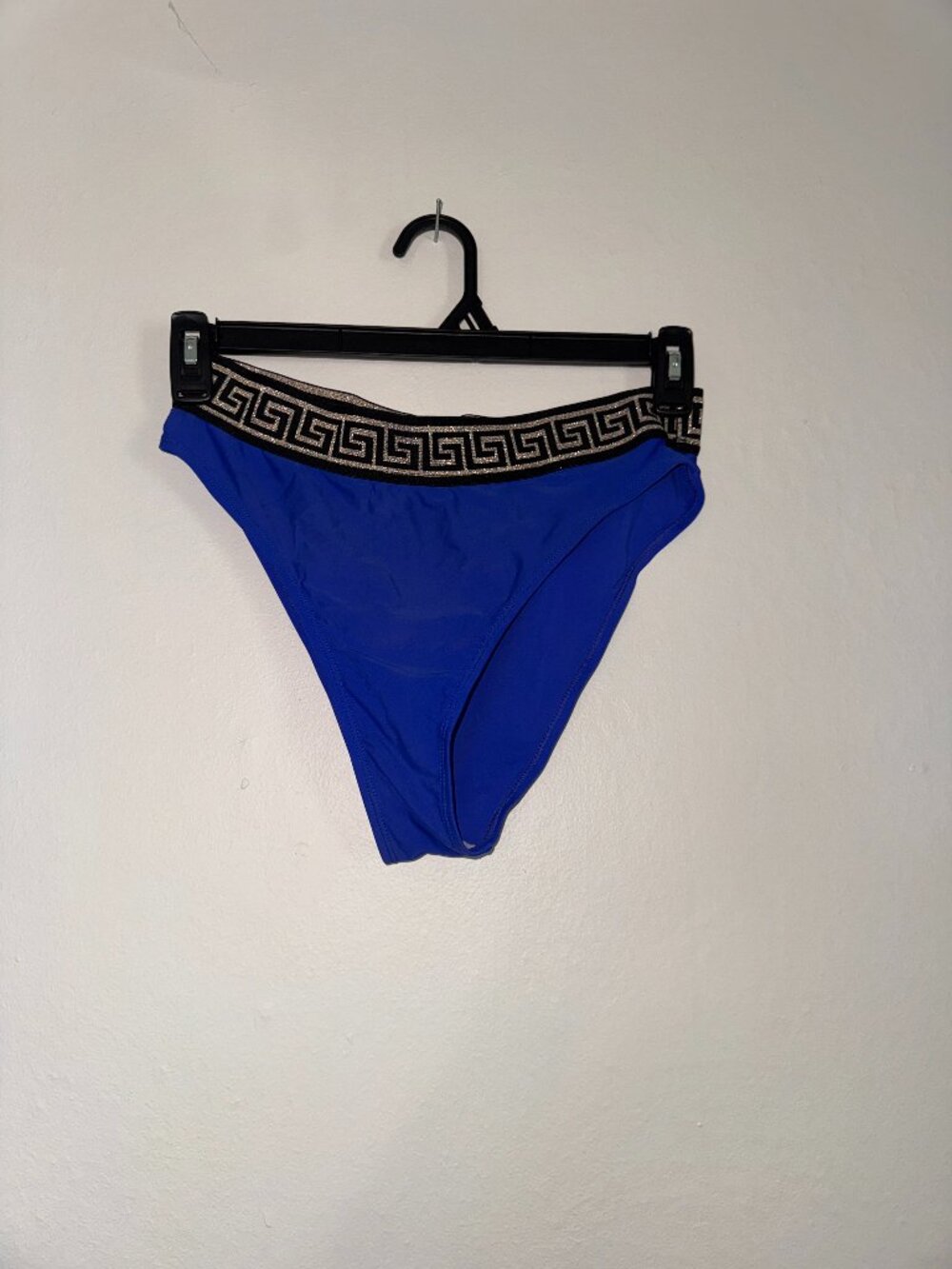 Royal Blue Greca Border High Leg Bikini Bottoms
